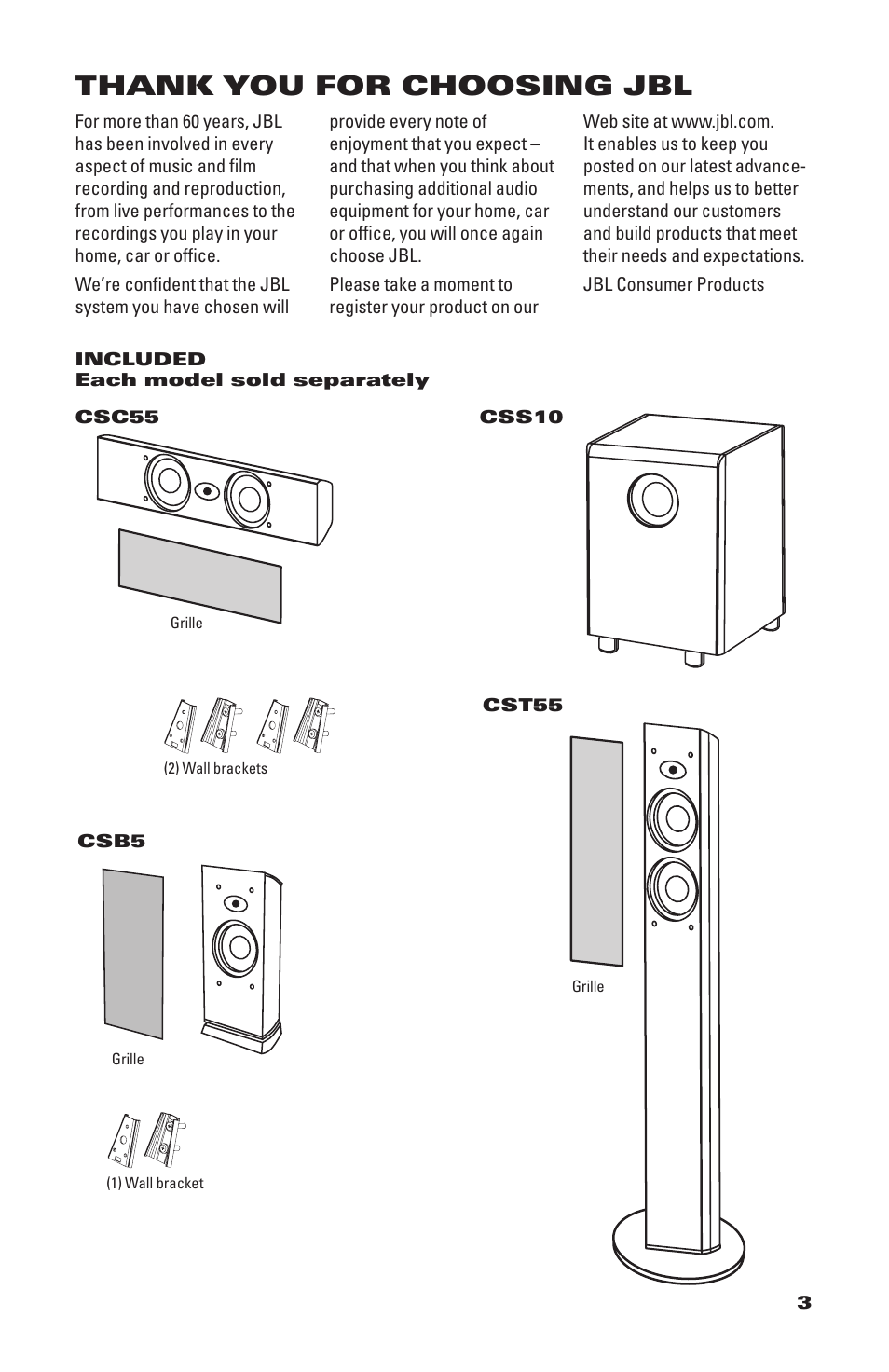 JBL CS1500 User Manual | Page 3 / 10