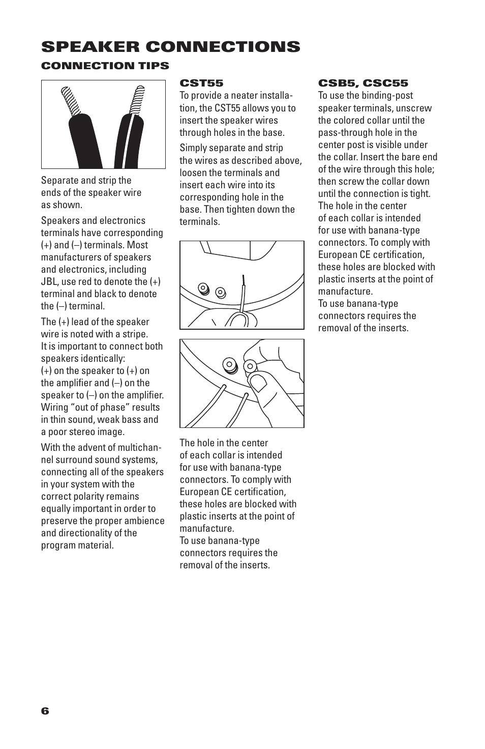 Speaker connections | JBL CS1500 User Manual | Page 6 / 10