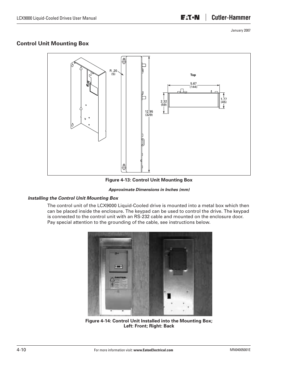 Control unit mounting box | J. T. Eaton Liquid-Cooled Drives LCX9000 User Manual | Page 68 / 128