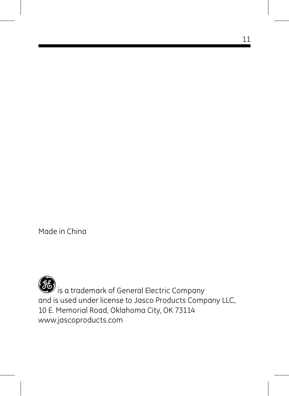 GE 45406 GE Home Monitoring Wired Color Camera User Manual | Page 11 / 11