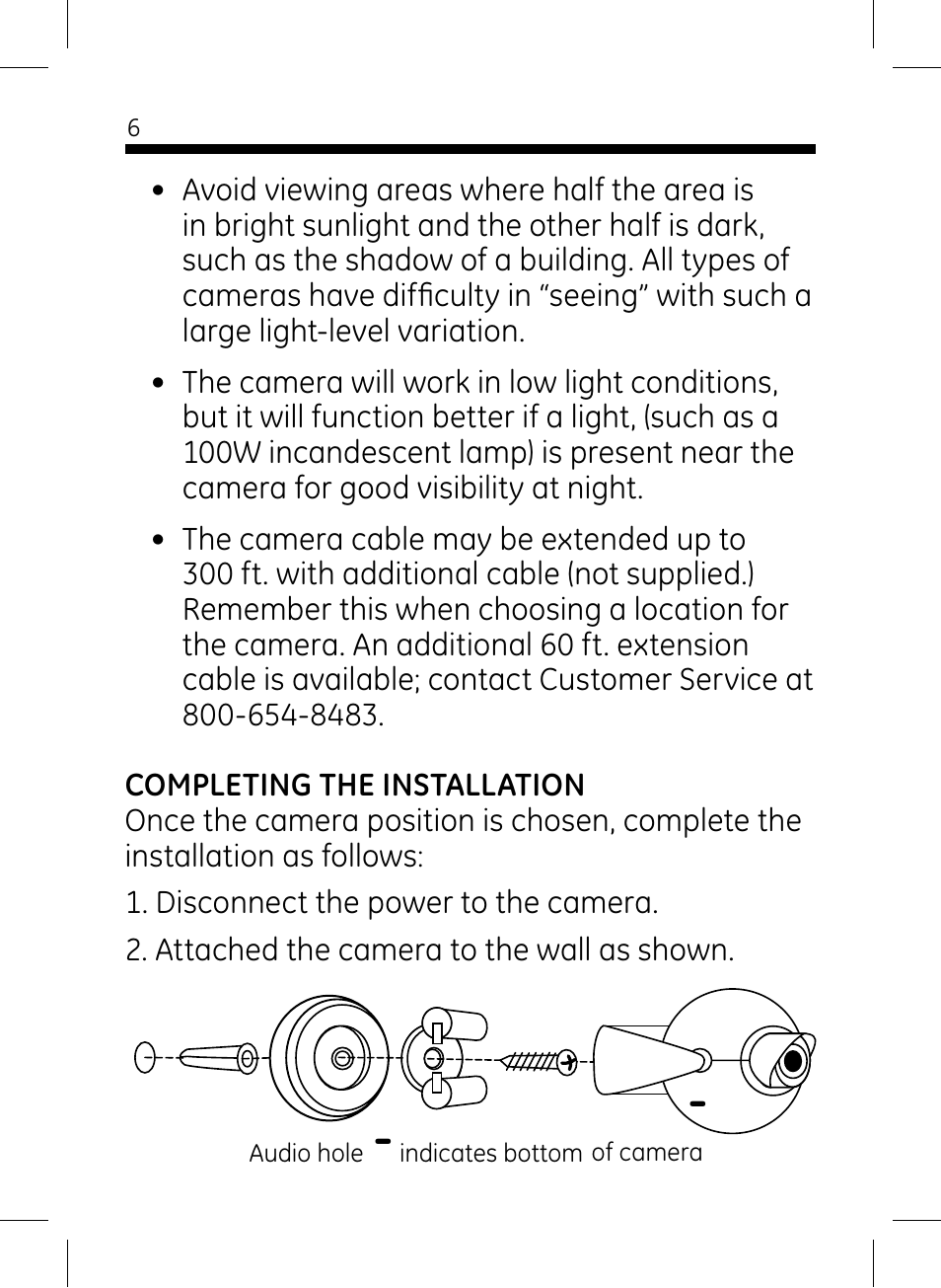 GE 45406 GE Home Monitoring Wired Color Camera User Manual | Page 6 / 11