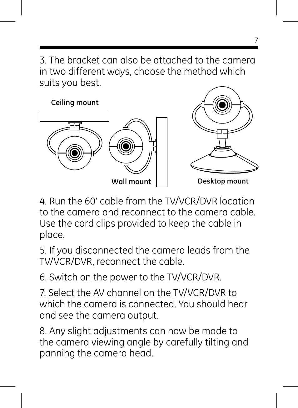 GE 45406 GE Home Monitoring Wired Color Camera User Manual | Page 7 / 11