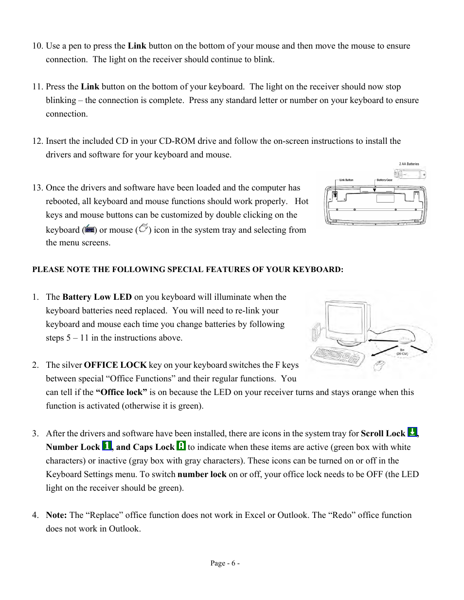 GE 98058 GE Wireless Keyboard and Optical Mouse for PCs User Manual | Page 6 / 15