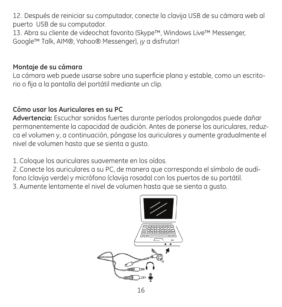 GE 98650 GE VoIP Webcam and Headset Kit User Manual | Page 18 / 26
