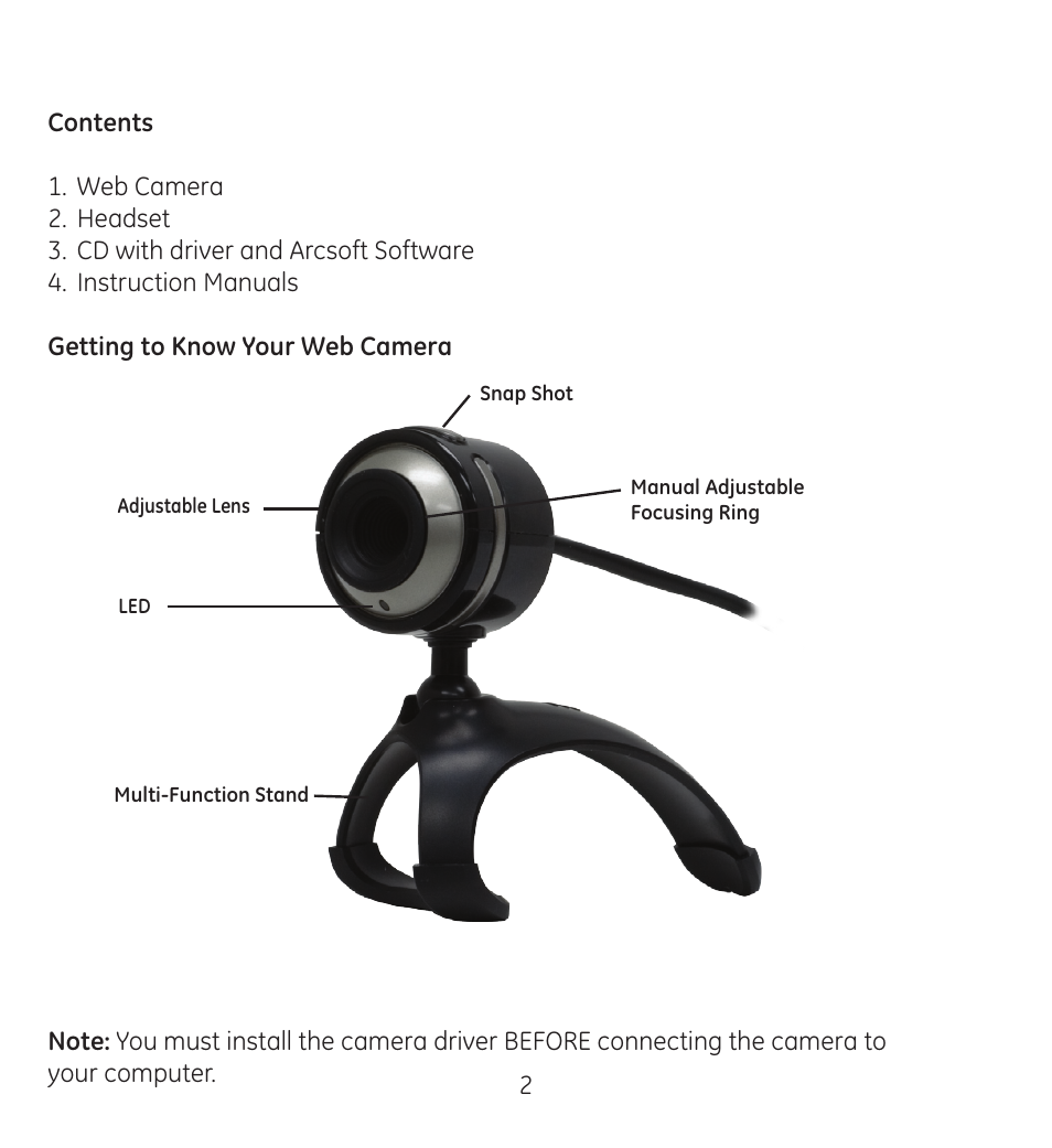 GE 98650 GE VoIP Webcam and Headset Kit User Manual | Page 4 / 26