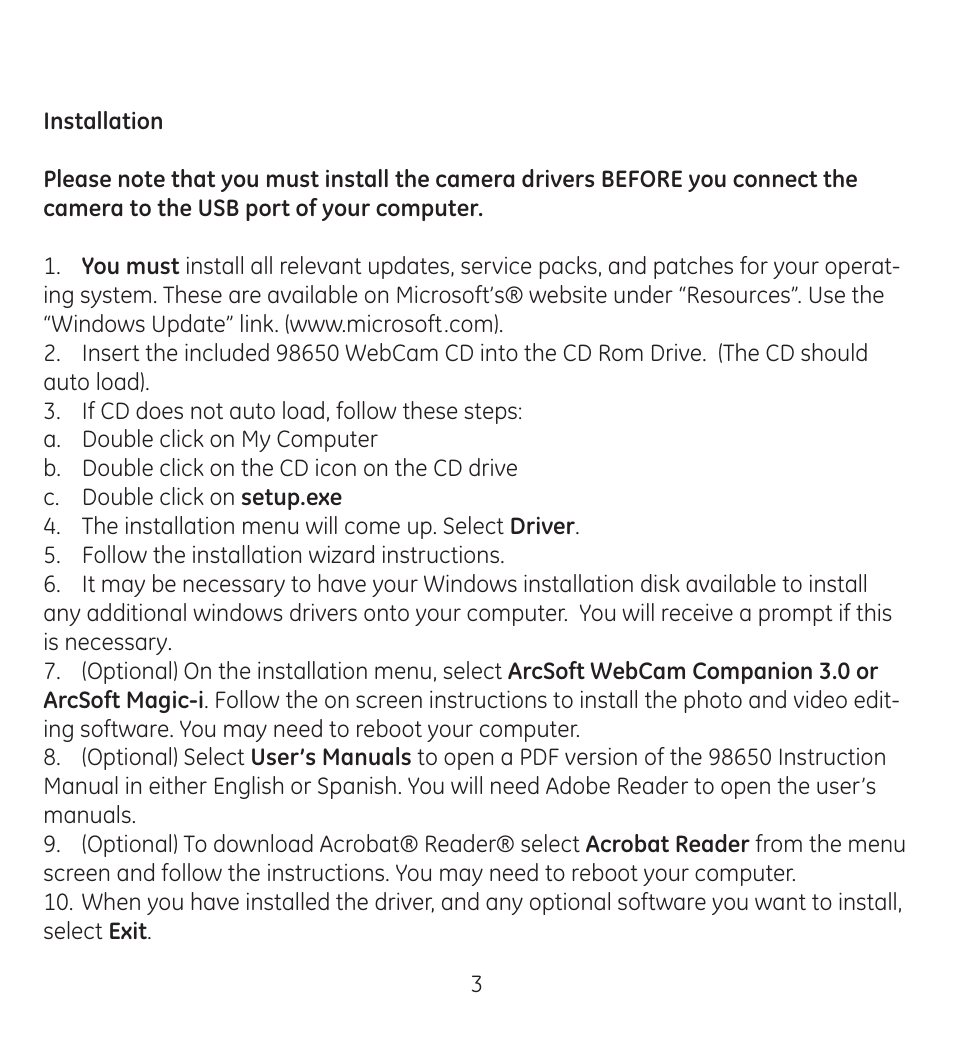 GE 98650 GE VoIP Webcam and Headset Kit User Manual | Page 5 / 26