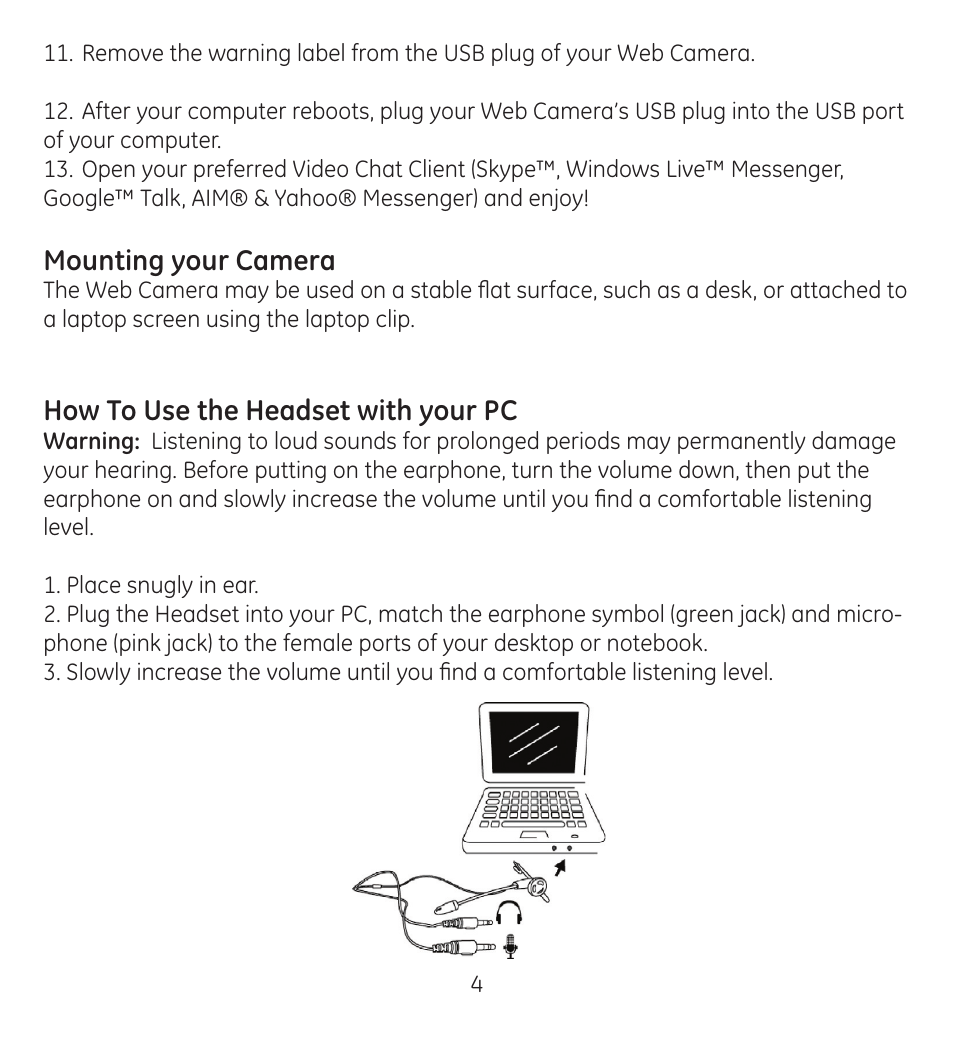 GE 98650 GE VoIP Webcam and Headset Kit User Manual | Page 6 / 26