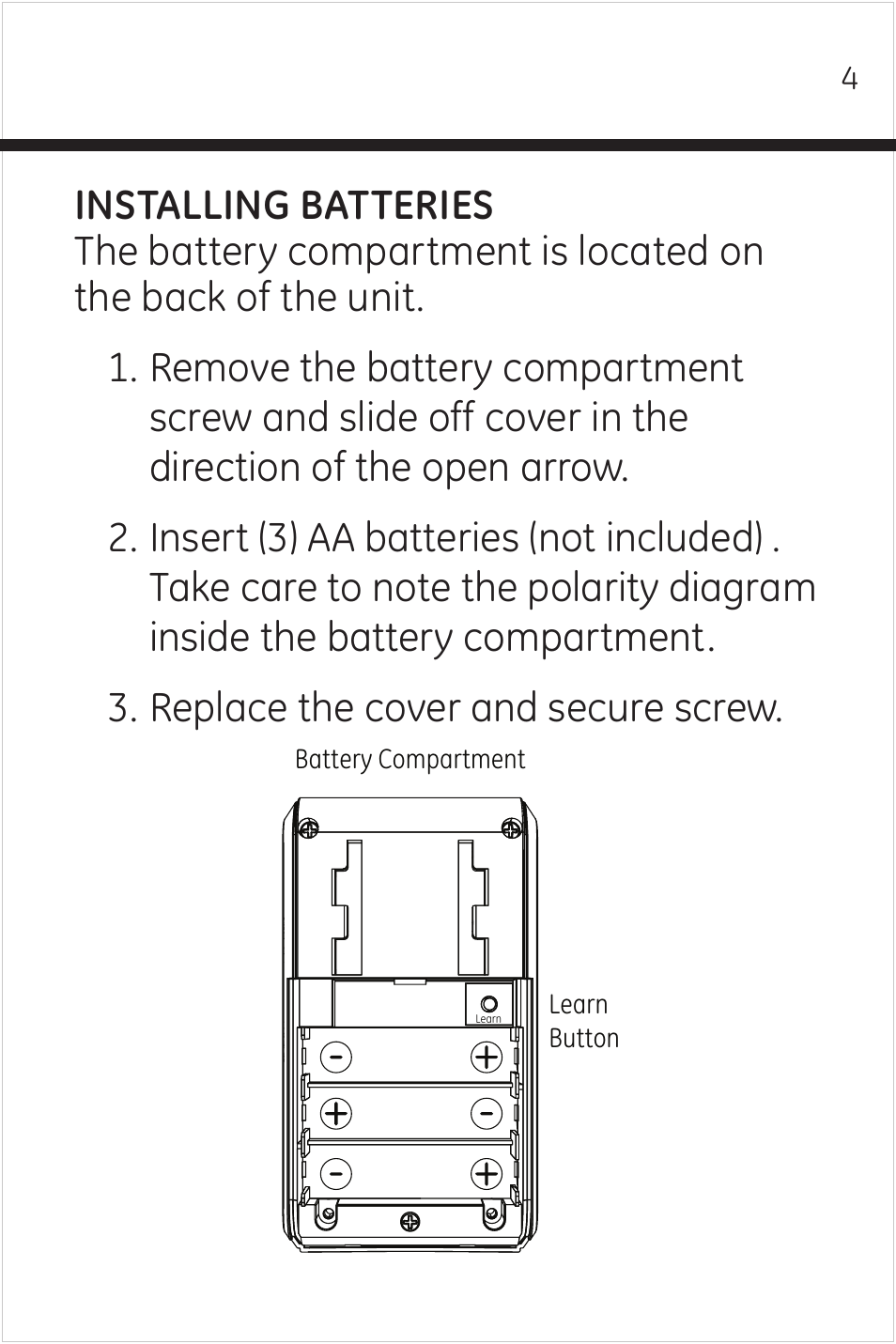 GE 51209 GE Wireless Motion-Sensing Alarm with Programmable Keypad User Manual | Page 4 / 14