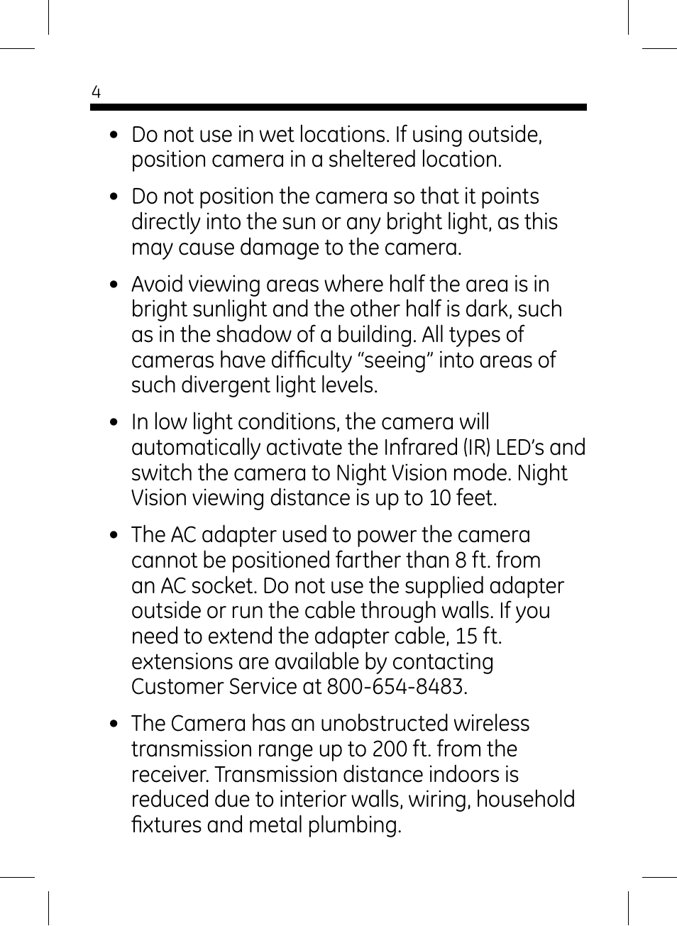 GE 45235 GE Home Monitoring Wireless Black-and-White Camera System with Monitor User Manual | Page 4 / 16