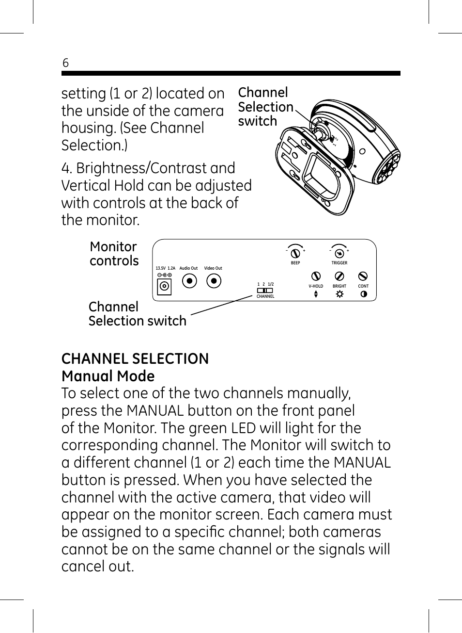 GE 45235 GE Home Monitoring Wireless Black-and-White Camera System with Monitor User Manual | Page 6 / 16