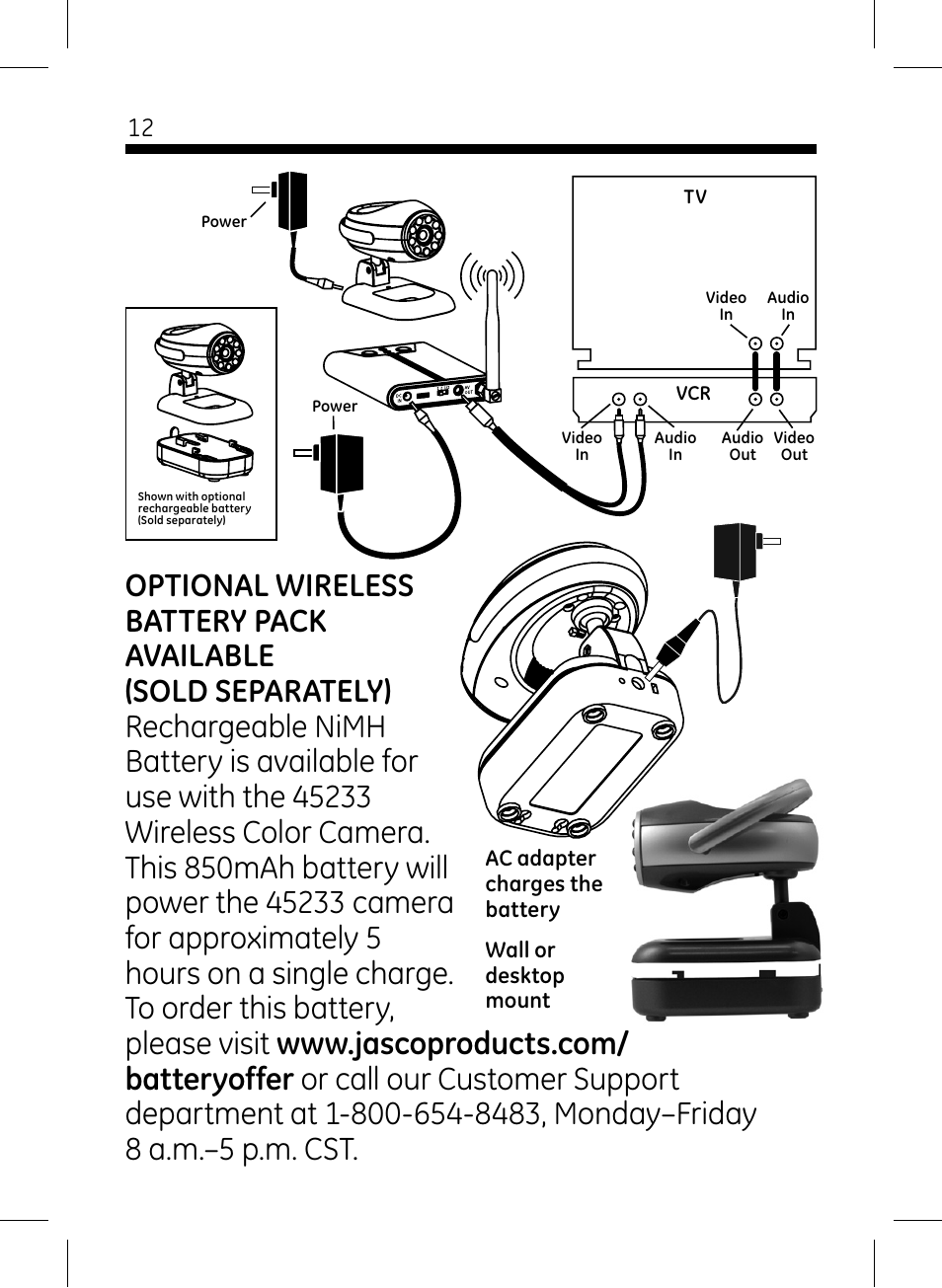 GE 45234 GE Home Monitoring Wireless Color Camera System with Receiver User Manual | Page 12 / 16