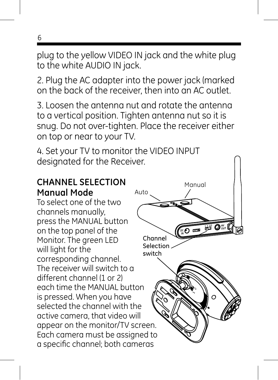 GE 45234 GE Home Monitoring Wireless Color Camera System with Receiver User Manual | Page 6 / 16