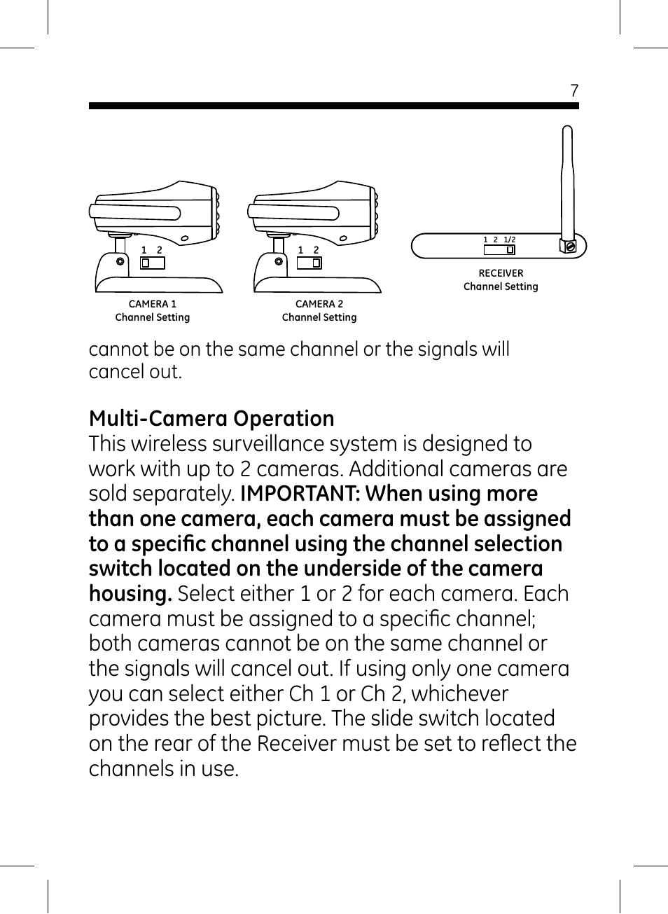 GE 45234 GE Home Monitoring Wireless Color Camera System with Receiver User Manual | Page 7 / 16