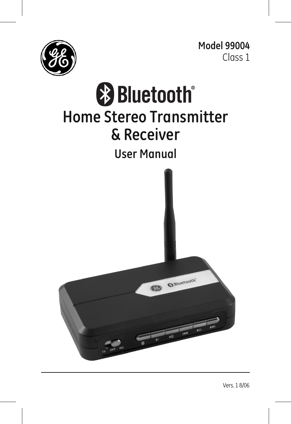 GE 99004 GE Bluetooth Home Stereo Transmitter and Receiver User Manual | 8 pages