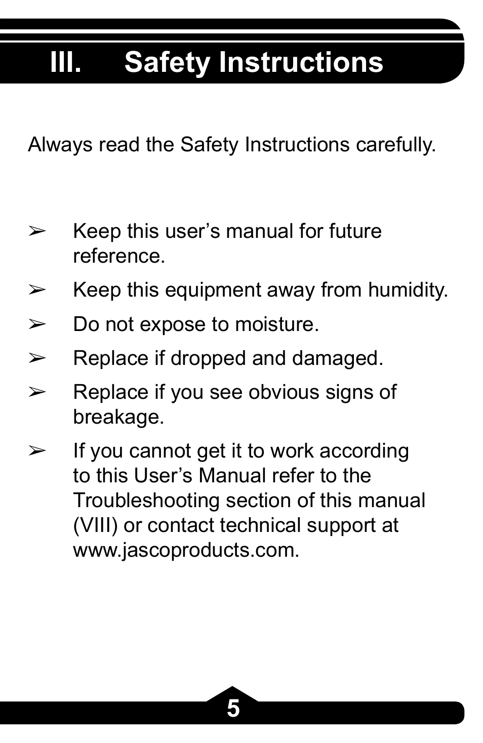 Iii. safety instructions | GE 97863 GE USB 2.0 7 Port Desktop Hub User Manual | Page 5 / 28