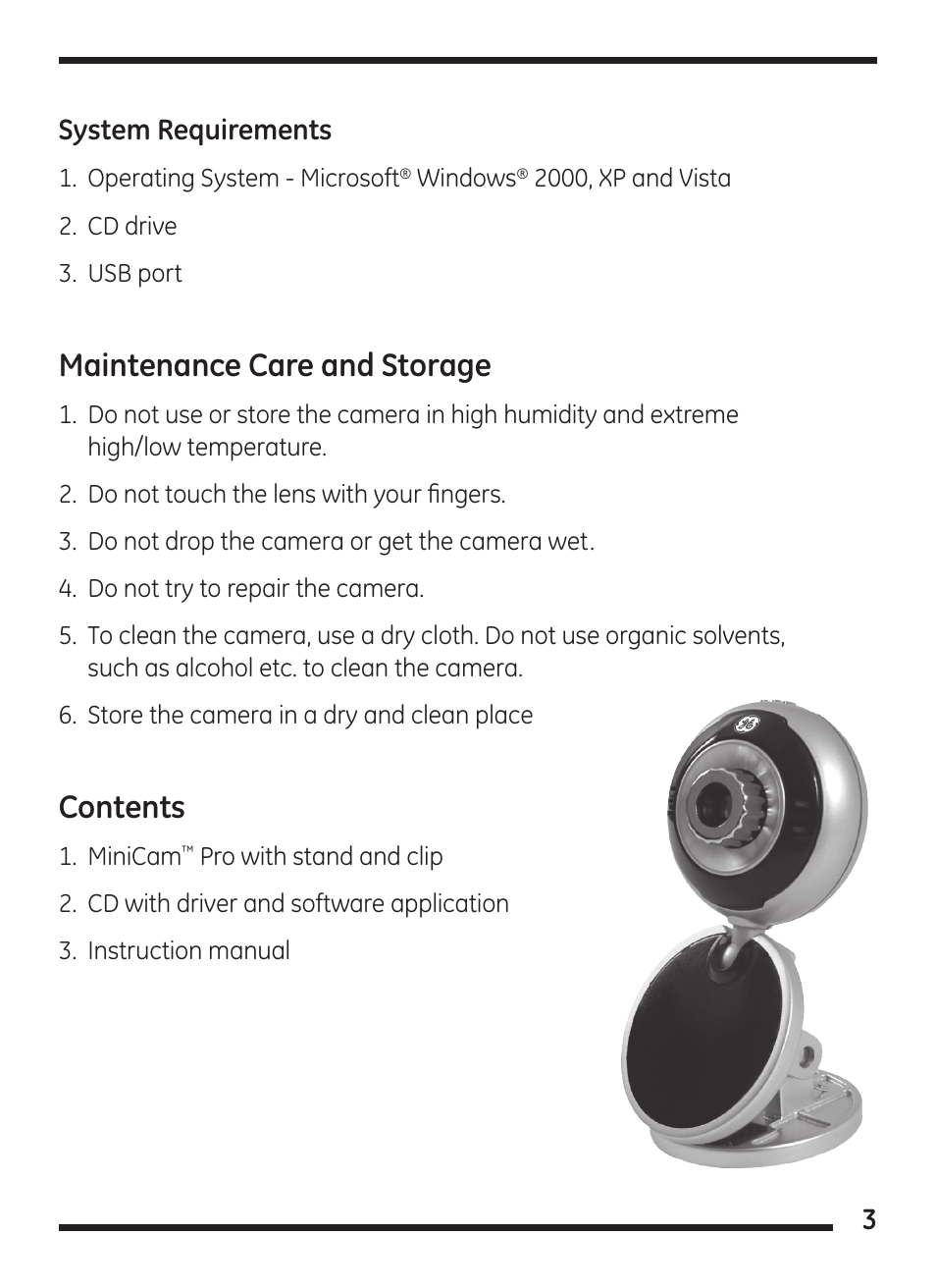 GE 98067 GE Minicam Pro User Manual | Page 3 / 14