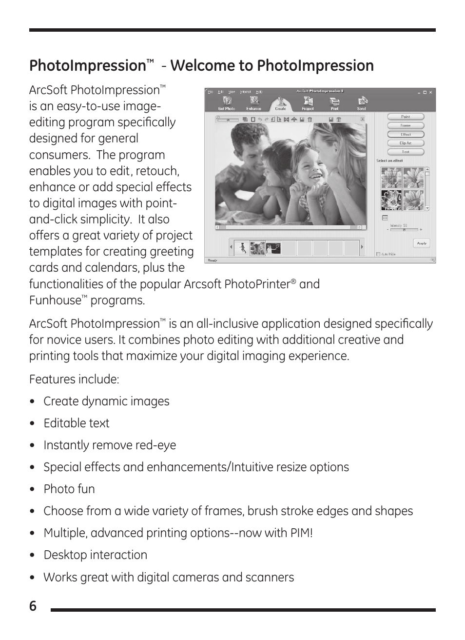 Photoimpression, Welcome to photoimpression | GE 98067 GE Minicam Pro User Manual | Page 6 / 14