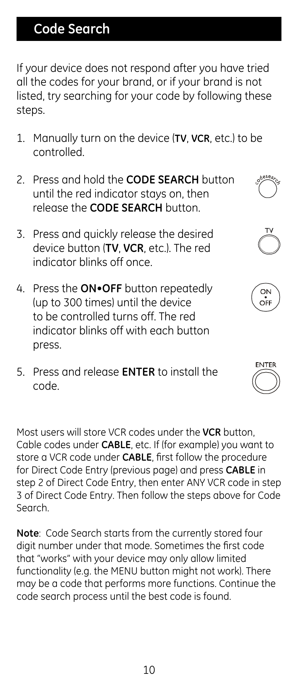 Code search | GE RM24926 User Manual | Page 10 / 34