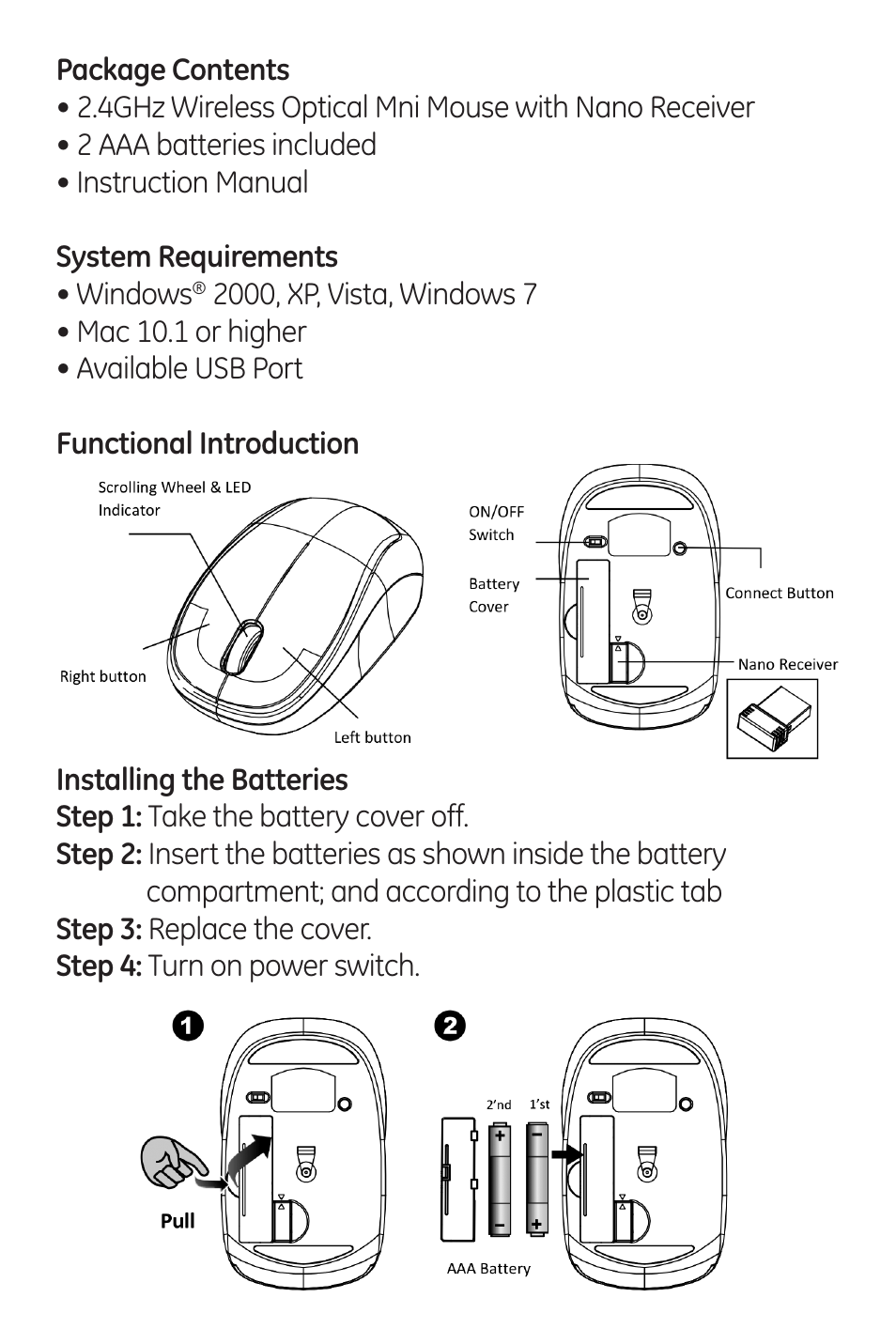 GE 98566 GE Wireless 2.4 GHz Mini Mouse User Manual | Page 2 / 10