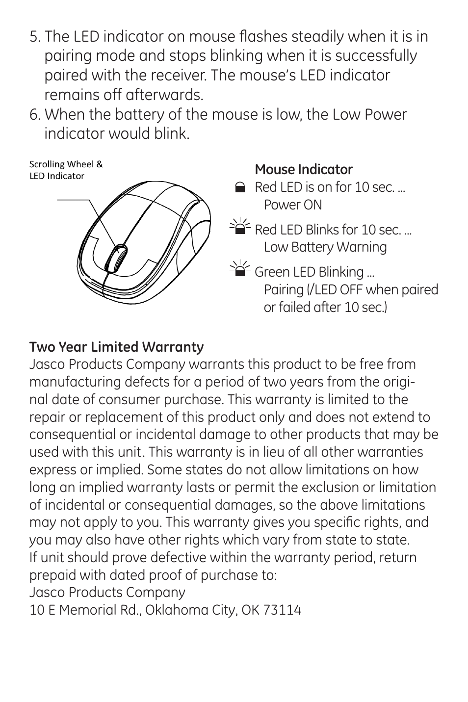 GE 98566 GE Wireless 2.4 GHz Mini Mouse User Manual | Page 4 / 10