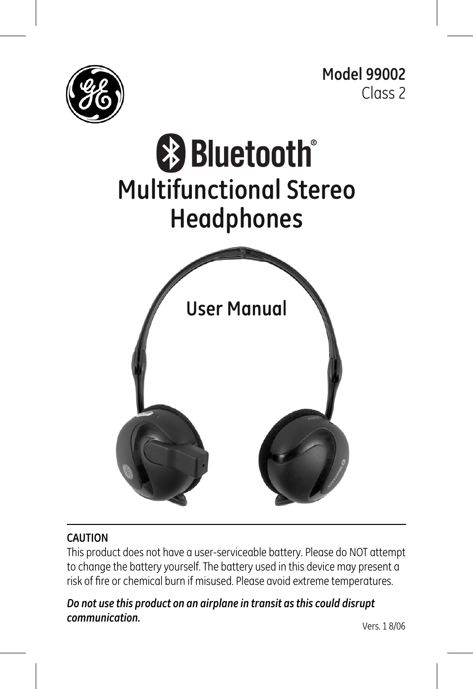 GE 99002 GE Bluetooth Stereo Headphones User Manual | 11 pages