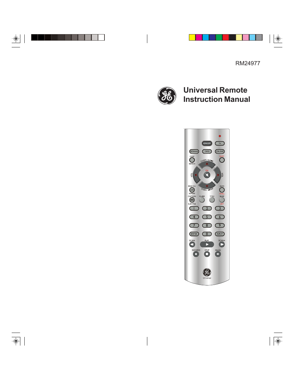 GE RM24977 User Manual | 9 pages