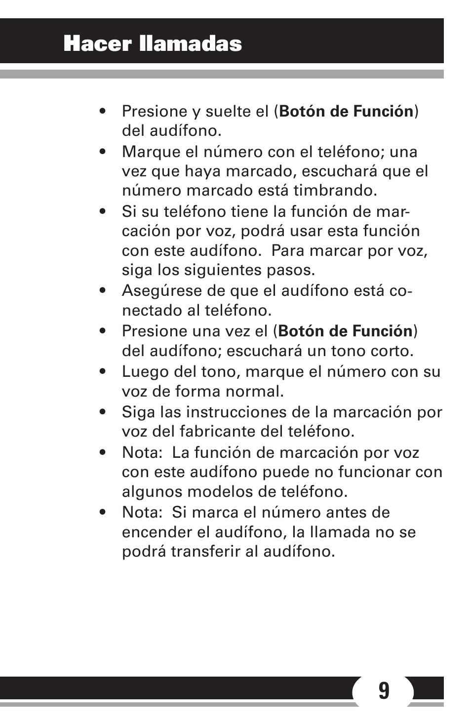 Hacer llamadas | GE Sport Headset 86711 User Manual | Page 20 / 23