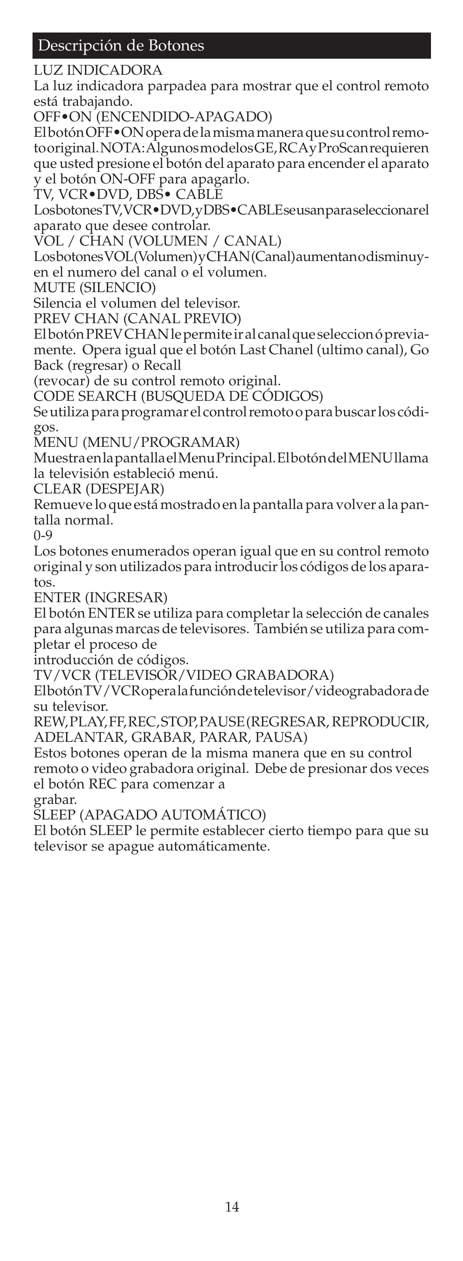 GE 24908 GE Universal Remote User Manual | Page 14 / 25