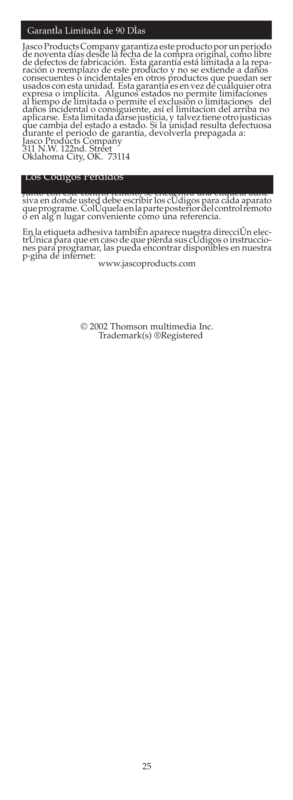 GE 24908 GE Universal Remote User Manual | Page 25 / 25