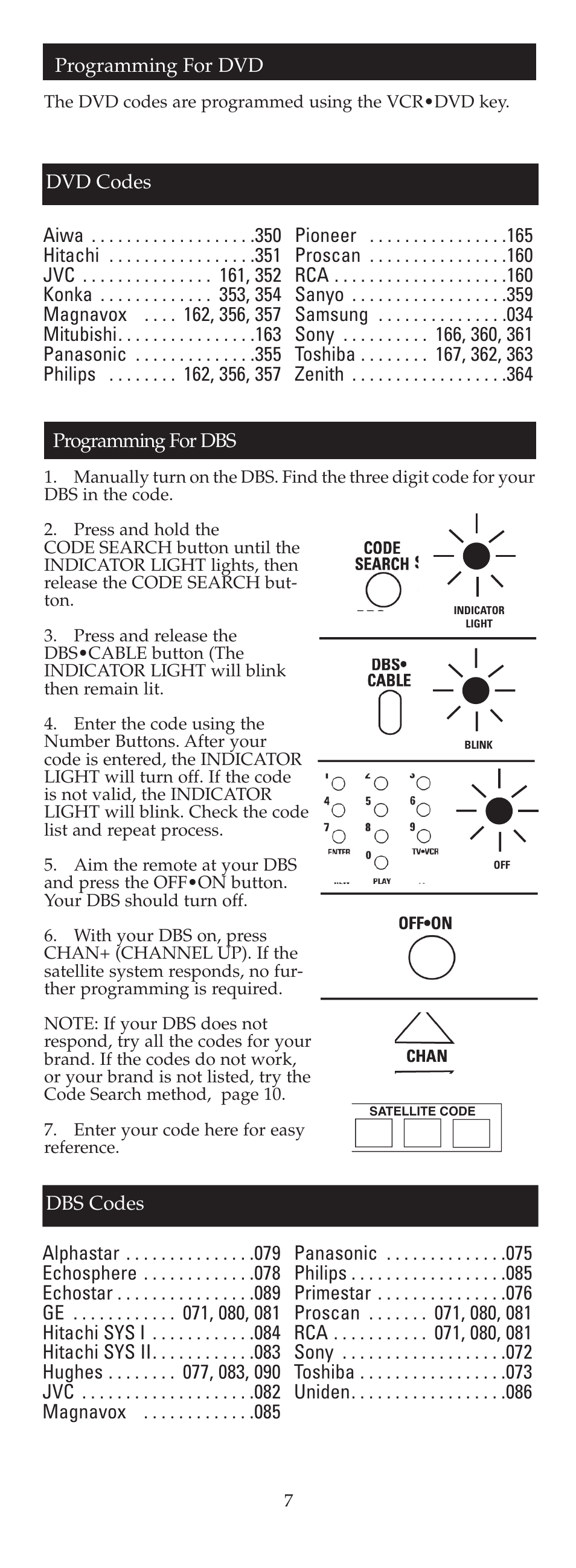 Programming for dvd | GE 24908 GE Universal Remote User Manual | Page 7 / 25