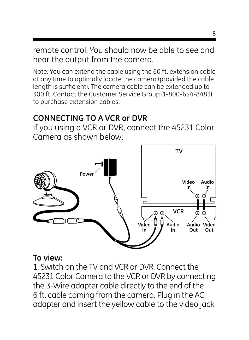 GE 45231 GE Home Monitoring Wired Color Camera with Night Vision User Manual | Page 5 / 12