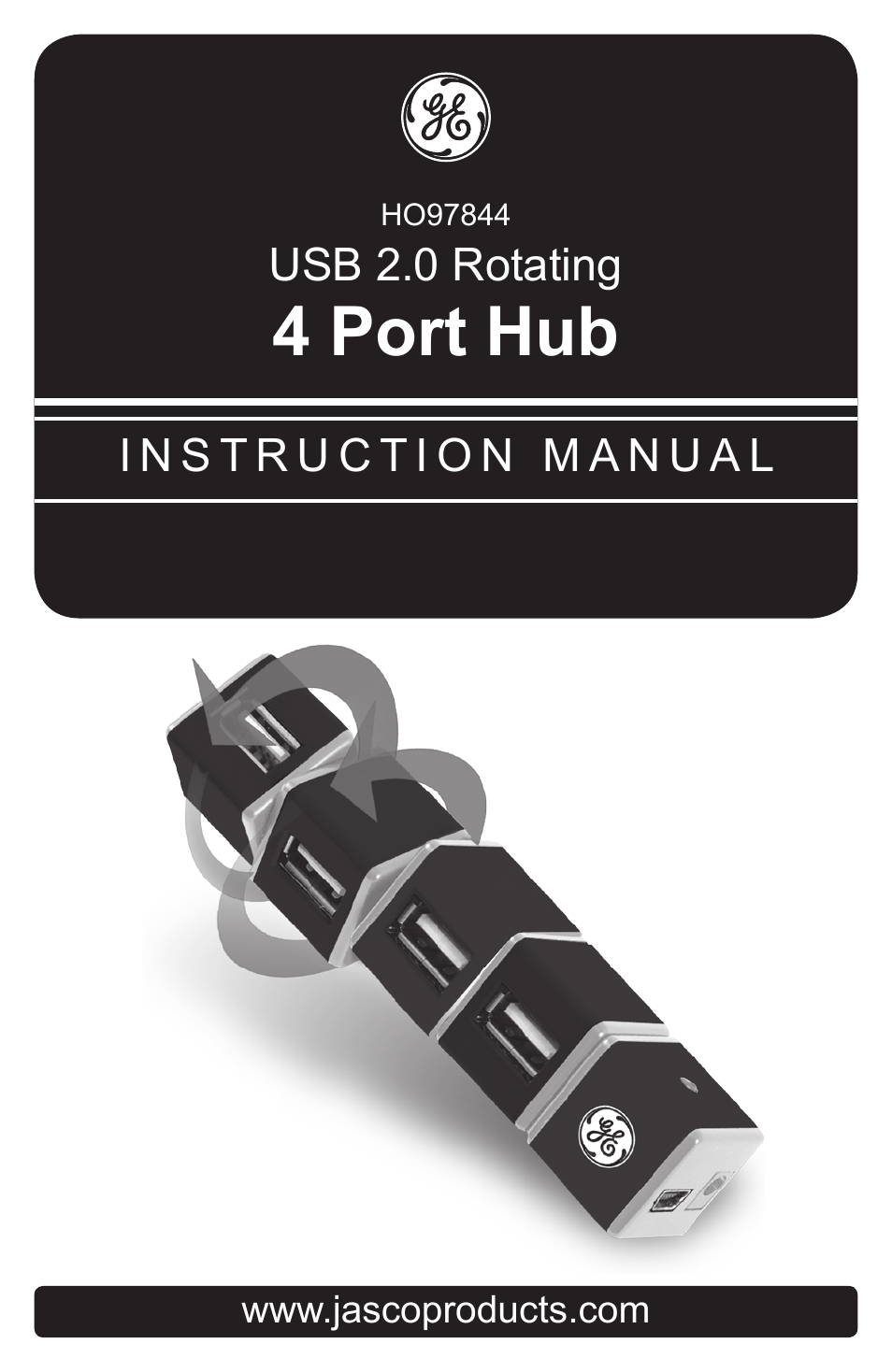 GE 97844 GE 4-Port Rotating USB 2.0 Hub Black User Manual | 28 pages