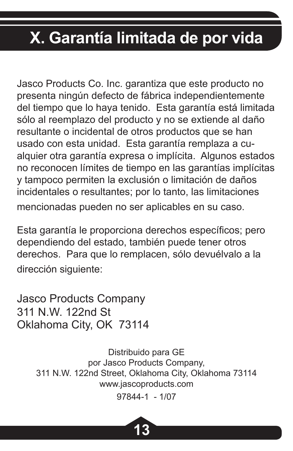 X. garantía limitada de por vida, Ix. declaración de conformidad de la fcc | GE 97844 GE 4-Port Rotating USB 2.0 Hub Black User Manual | Page 27 / 28