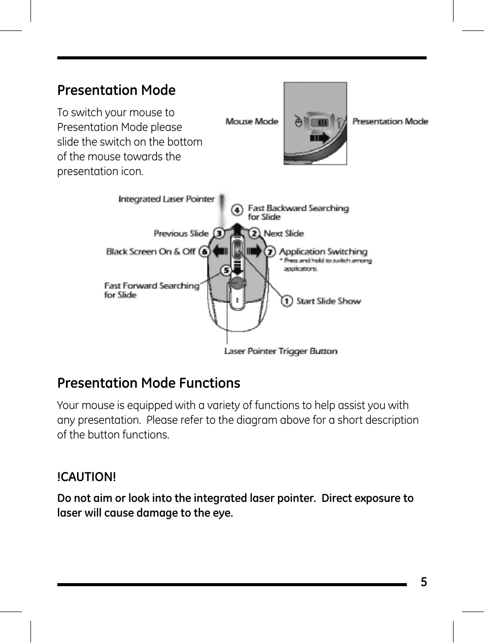 GE 98505 GE Wireless Mini Presentation Mouse User Manual | Page 5 / 12