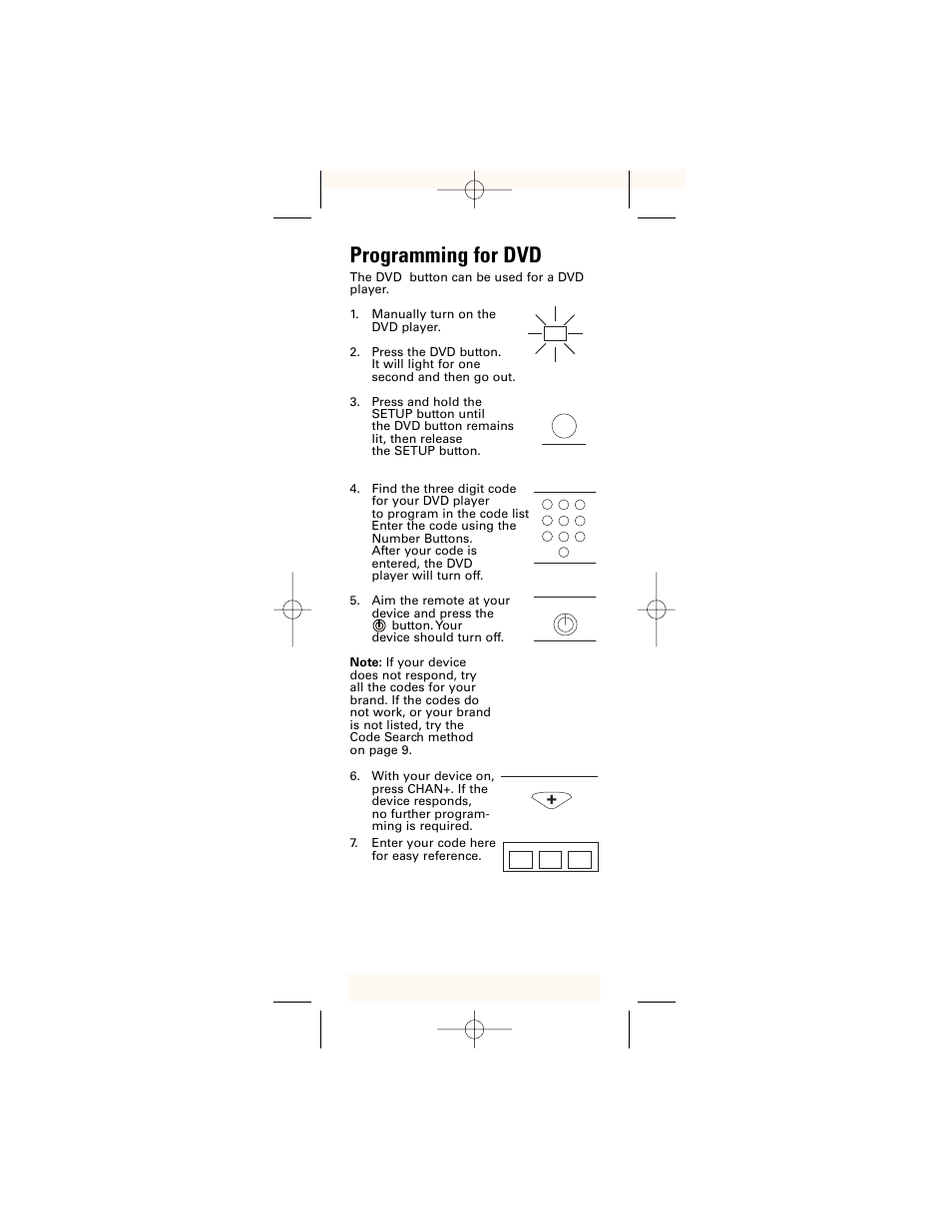 Programming for dvd | GE 24961 GE Universal Remote User Manual | Page 6 / 19