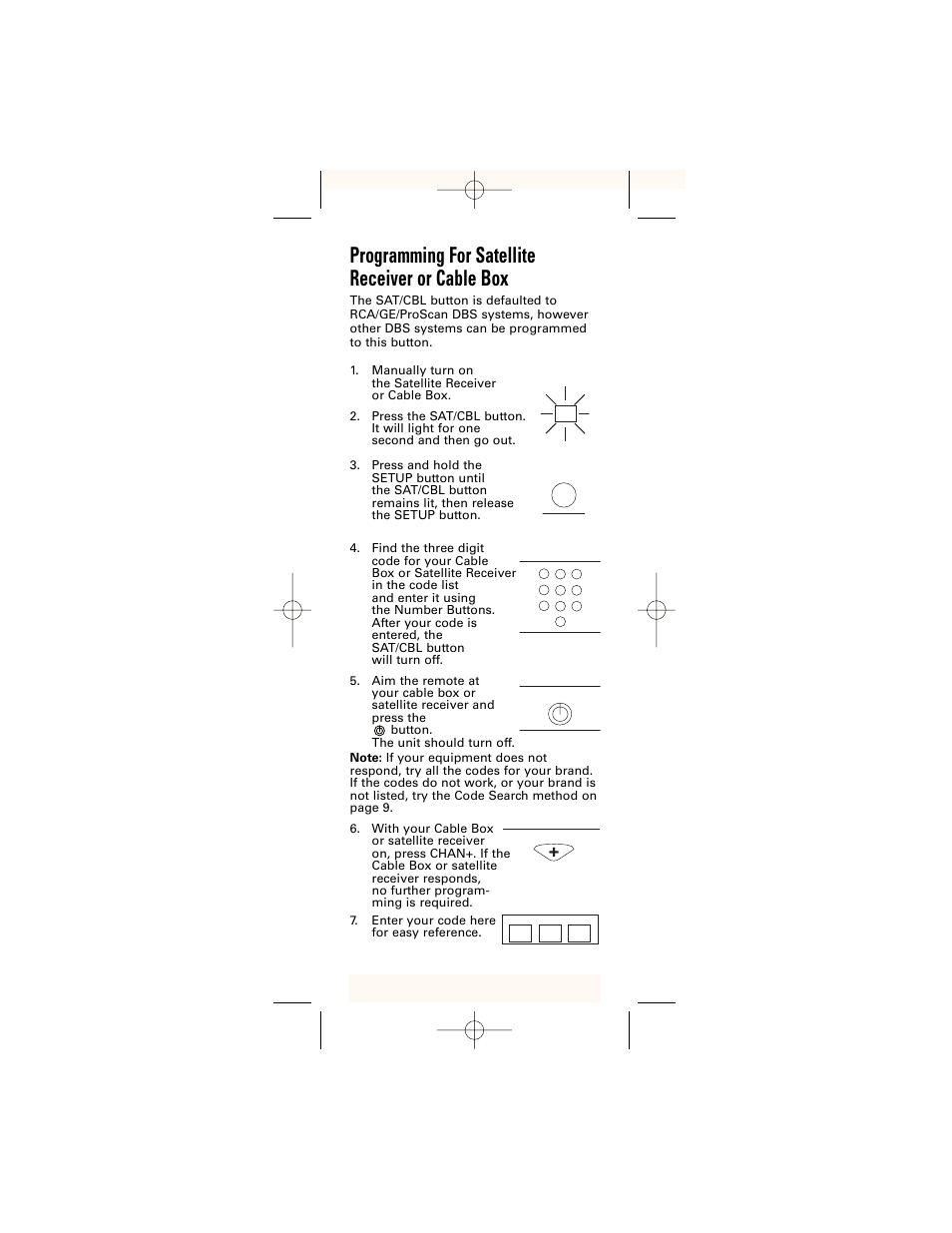 Programming for satellite receiver or cable box | GE 24961 GE Universal Remote User Manual | Page 7 / 19