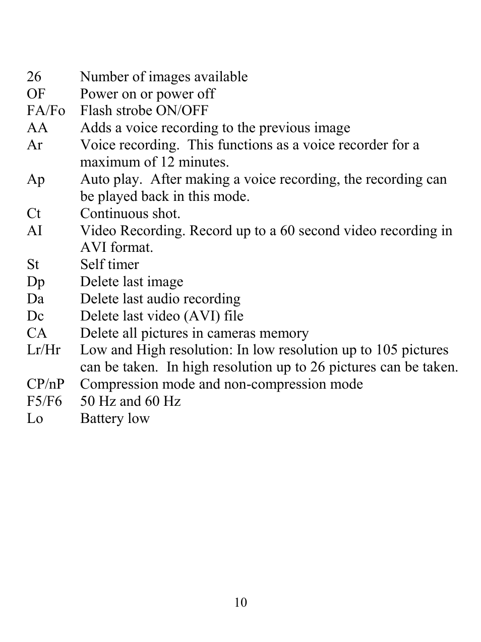Camera display panel | GE 98073 GE Ultracam User Manual | Page 10 / 27