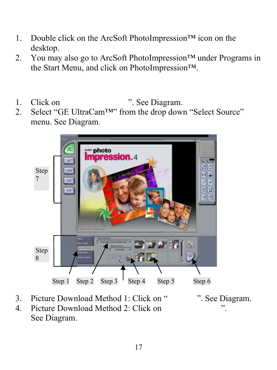 Using photoimpression | GE 98073 GE Ultracam User Manual | Page 17 / 27