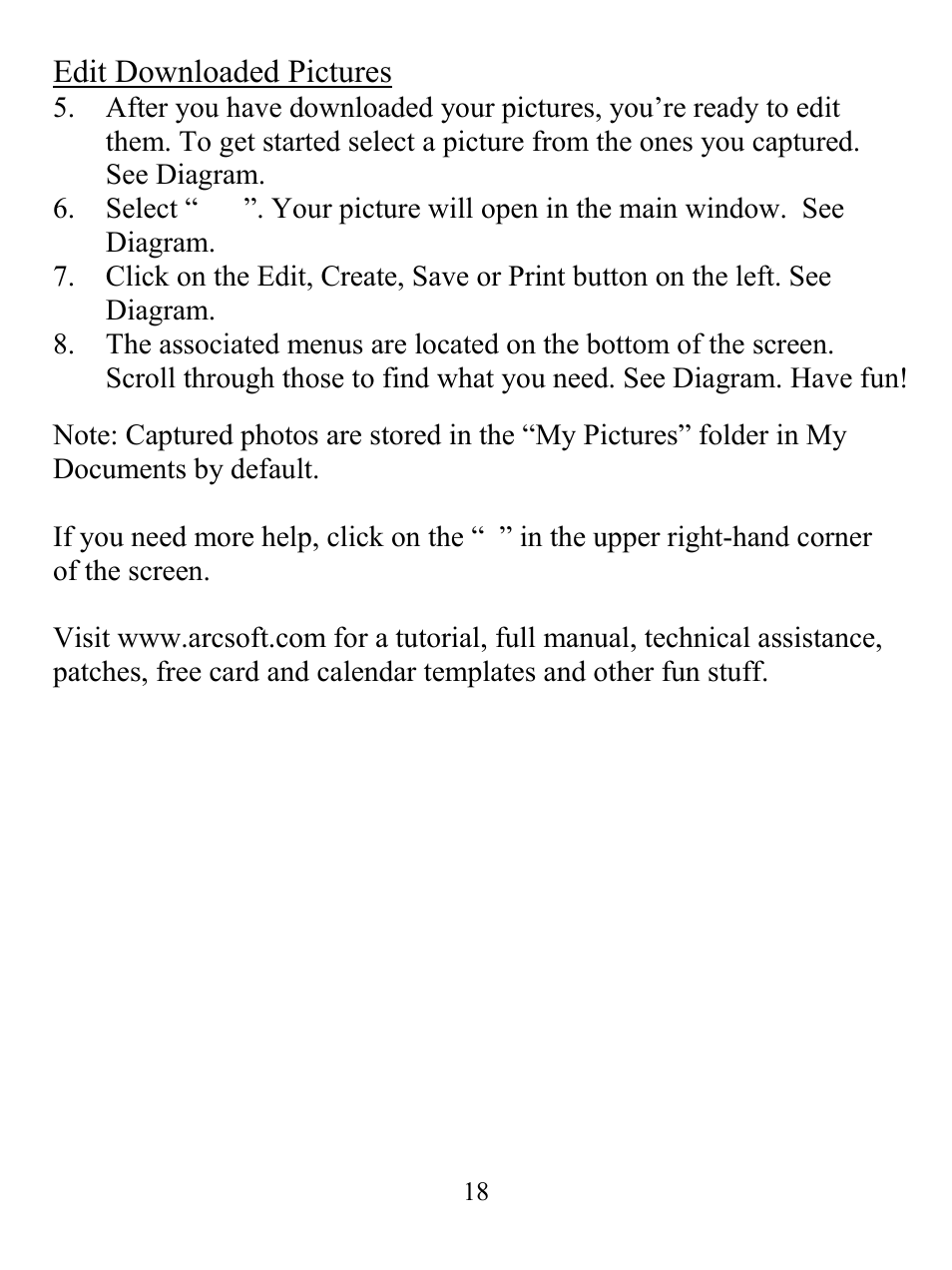 Edit downloaded pictures | GE 98073 GE Ultracam User Manual | Page 18 / 27