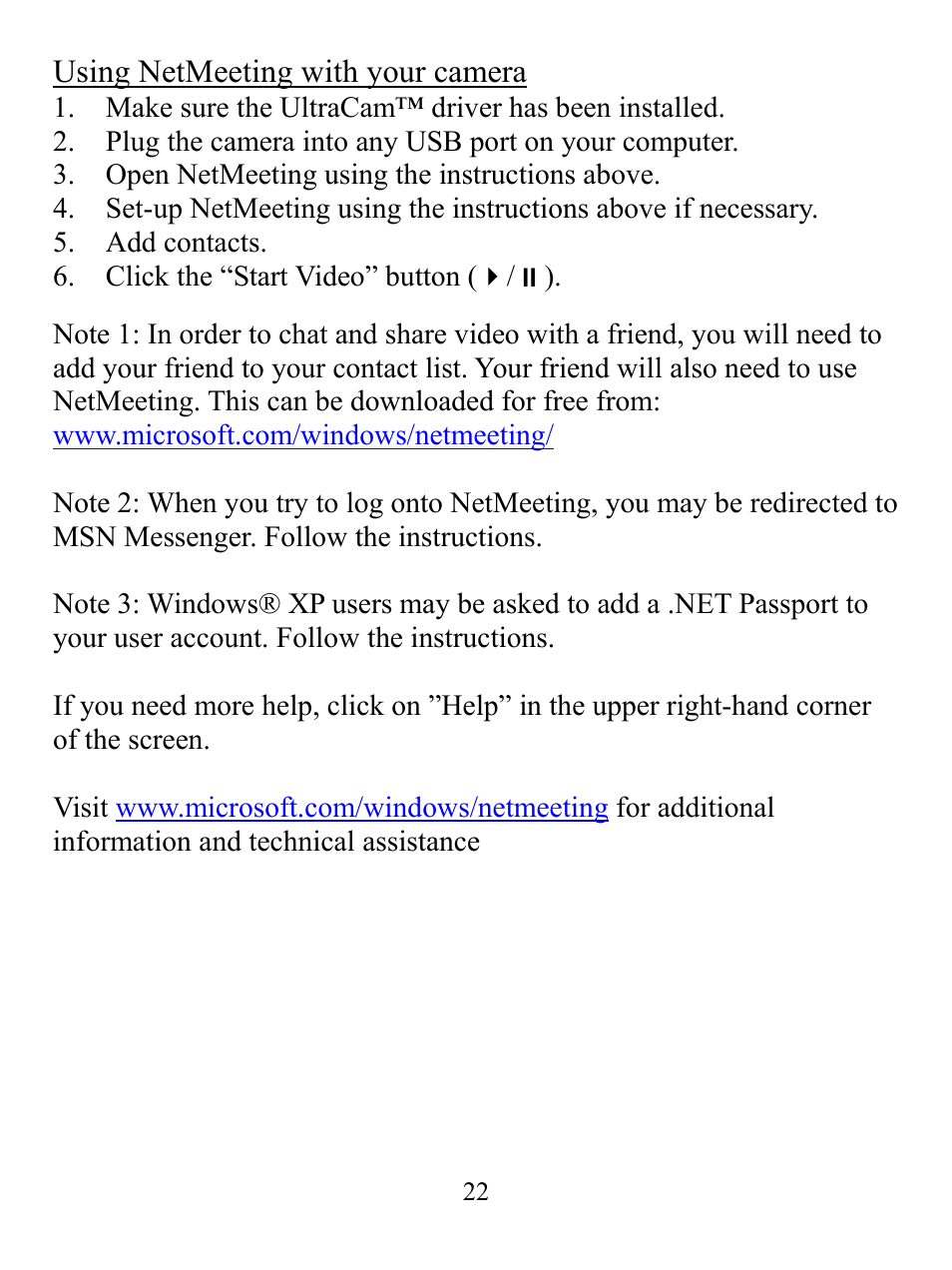 GE 98073 GE Ultracam User Manual | Page 22 / 27