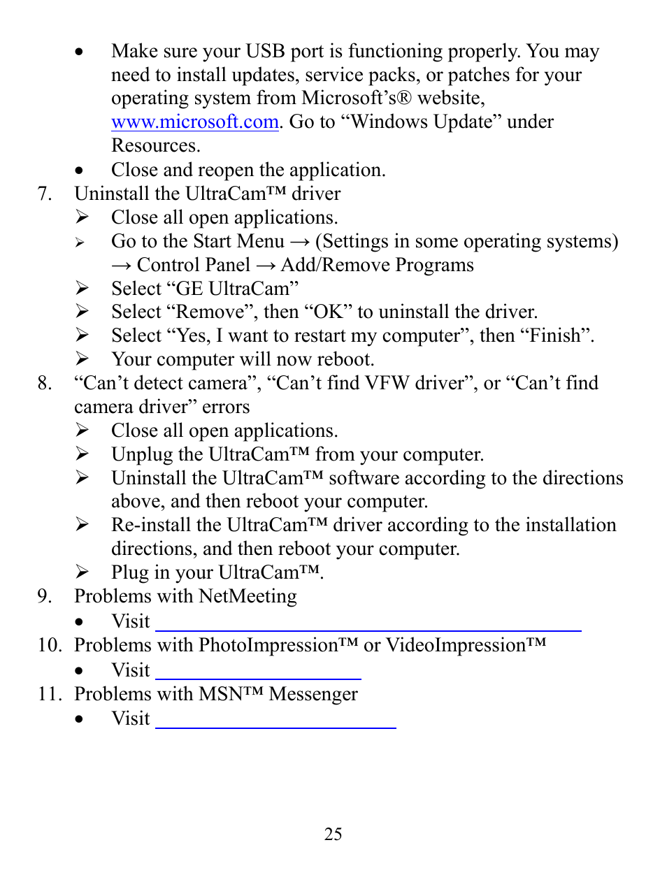 GE 98073 GE Ultracam User Manual | Page 25 / 27