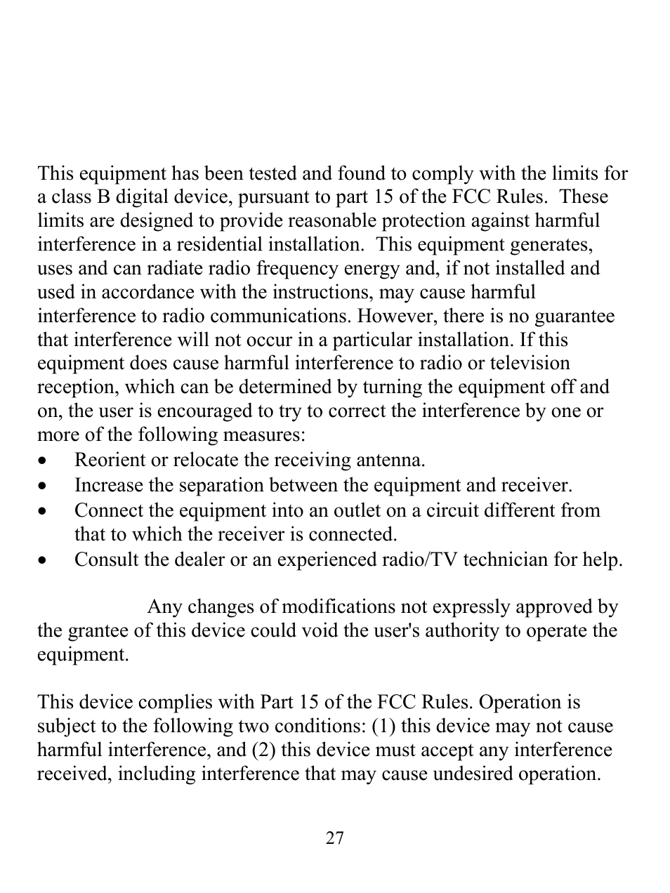 Fcc statement | GE 98073 GE Ultracam User Manual | Page 27 / 27