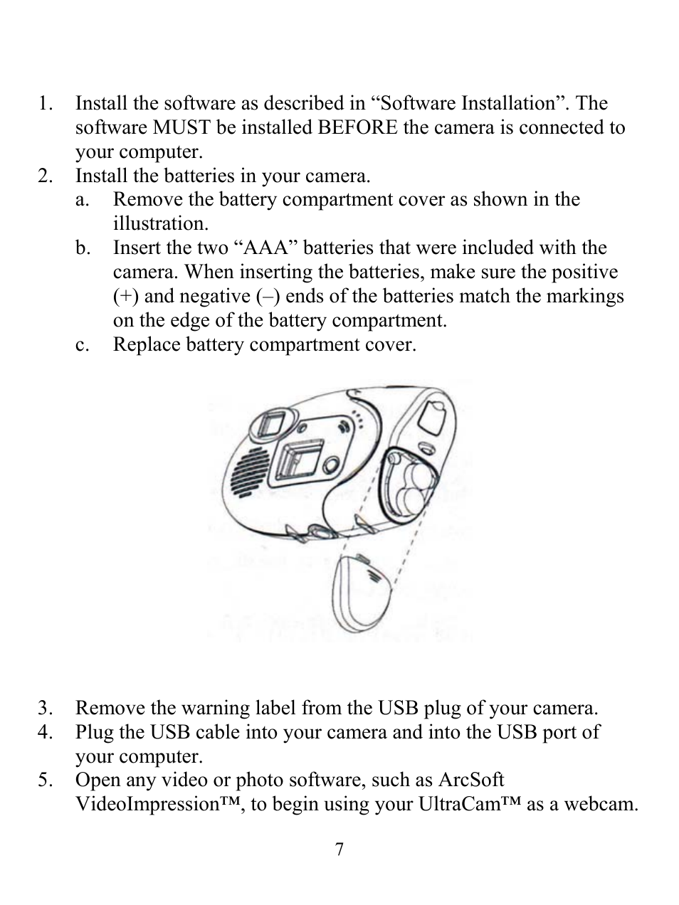 Getting started, Connecting the camera to your computer | GE 98073 GE Ultracam User Manual | Page 7 / 27
