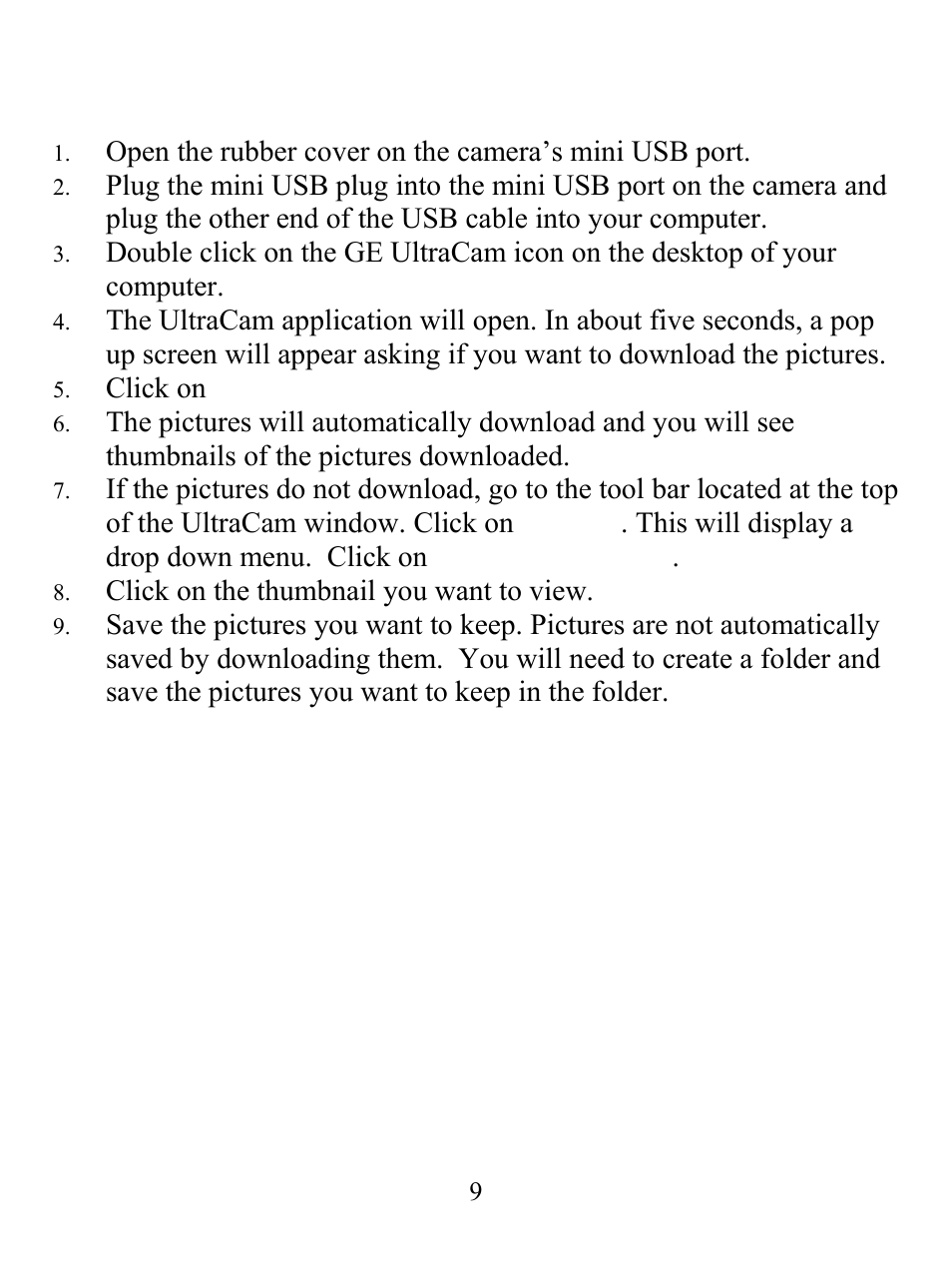 Viewing pictures | GE 98073 GE Ultracam User Manual | Page 9 / 27