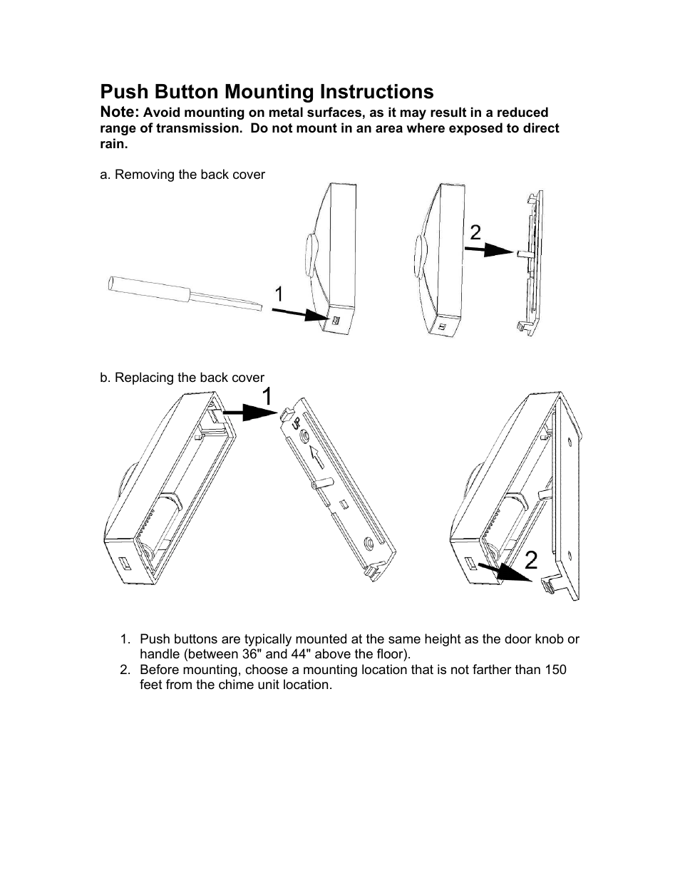 Push button mounting instructions | Jasco 19242 User Manual | Page 5 / 9