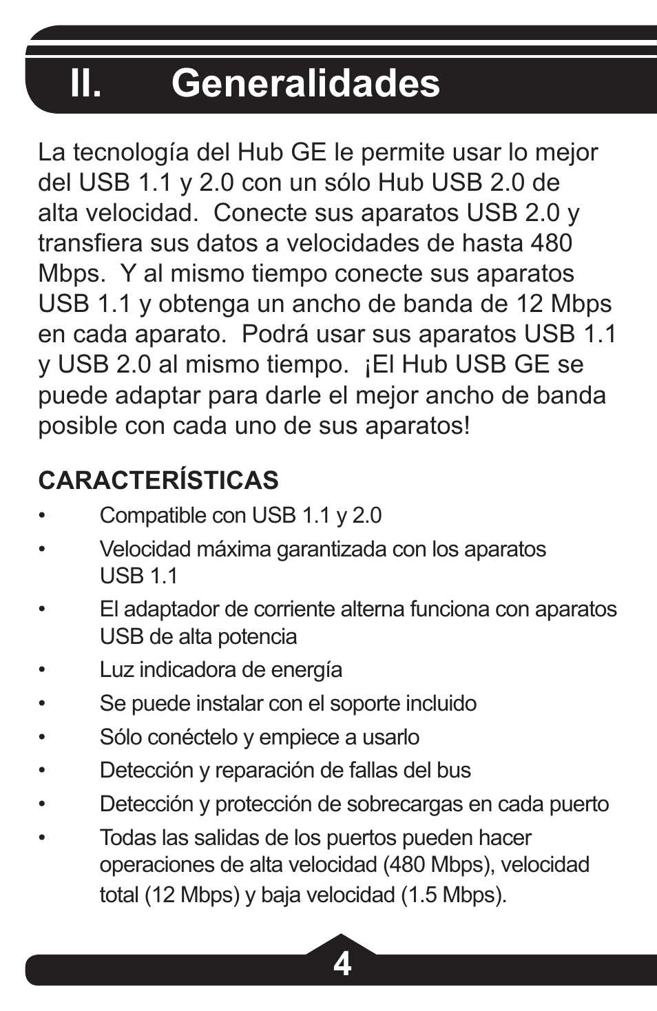 Ii. generalidades | GE 97864 GE Executive Series 4-Port USB 2.0 Hub User Manual | Page 18 / 28