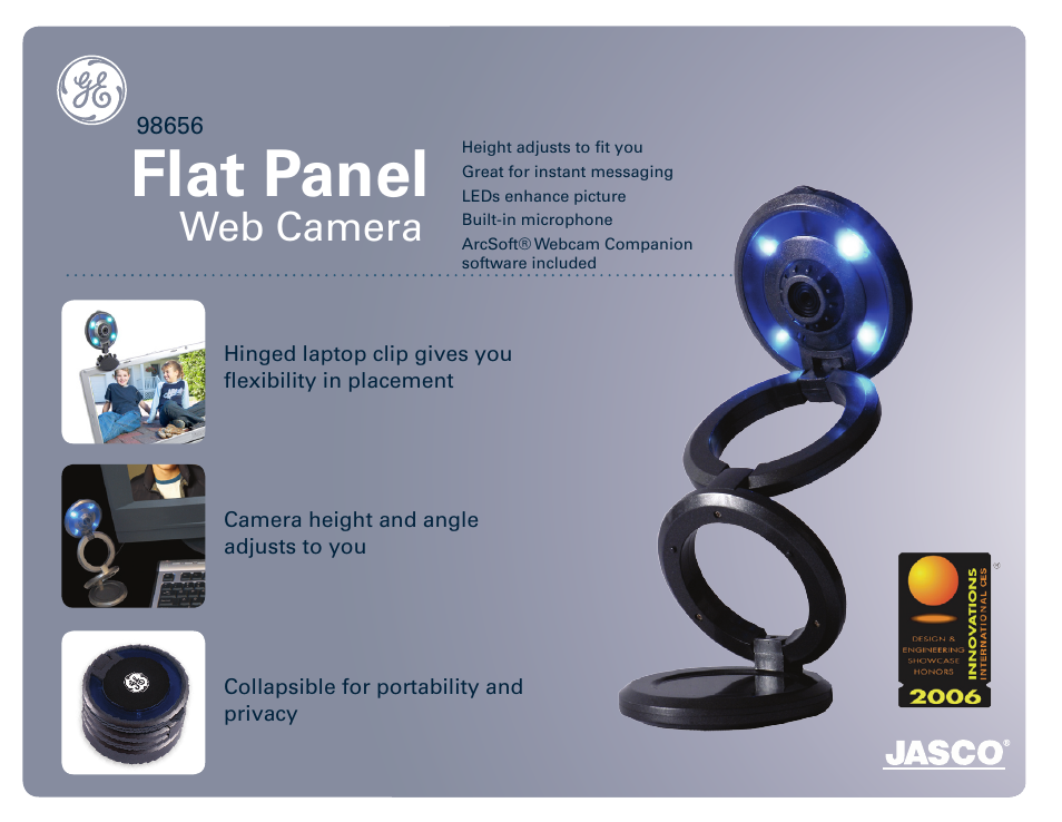 Jasco Flat Panel Web Camera 98656 User Manual | 2 pages