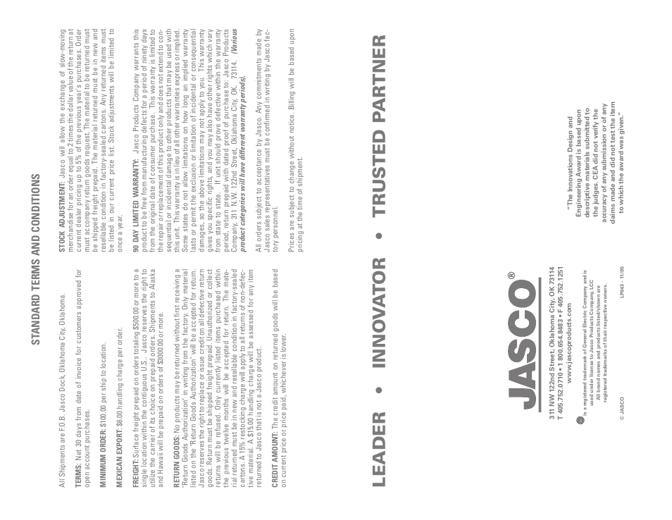 St andard terms and conditions | Jasco Flat Panel Web Camera 98656 User Manual | Page 2 / 2