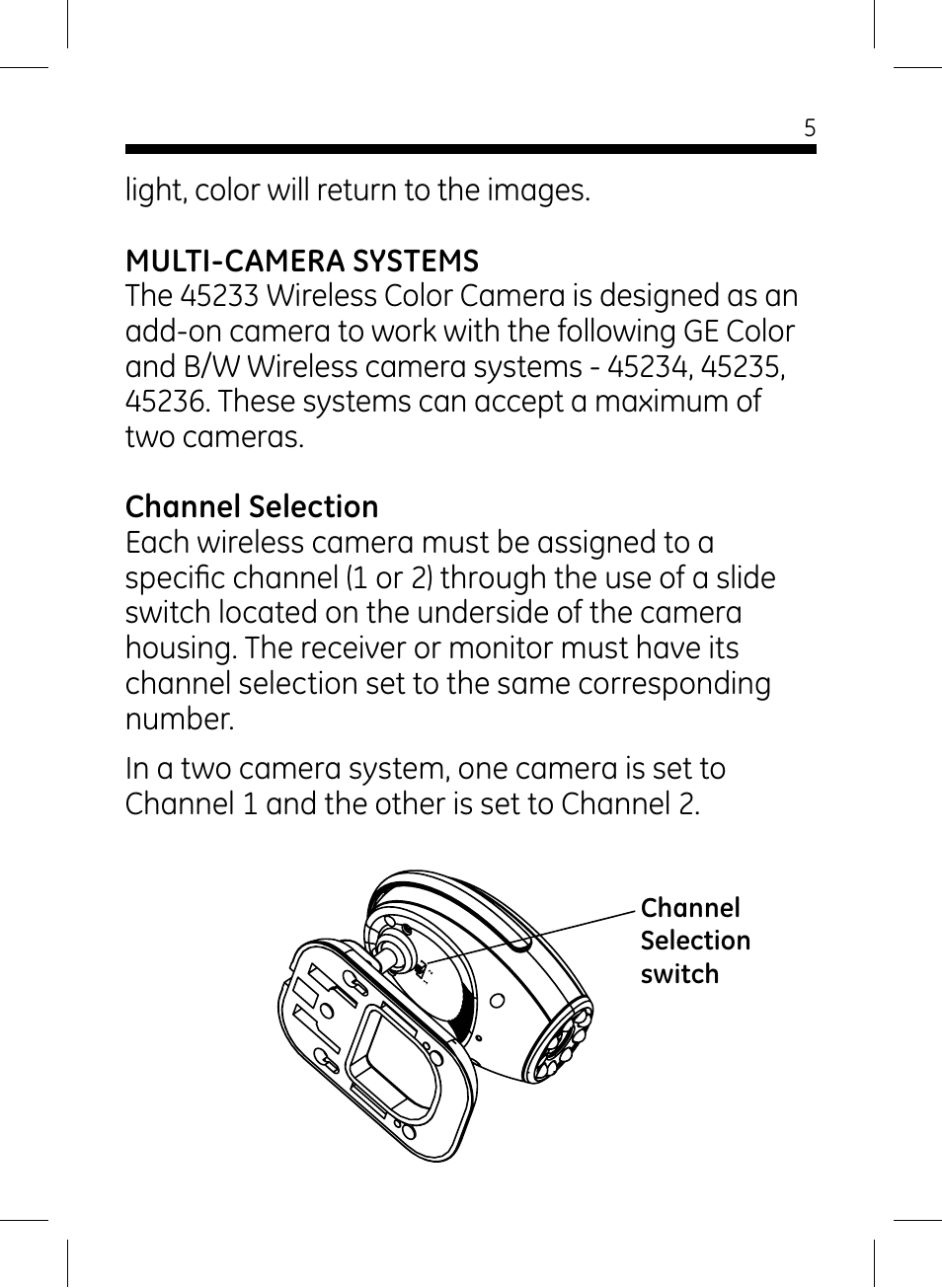 GE 45233 GE Home Monitoring Wireless Color Camera with Night Vision User Manual | Page 5 / 12