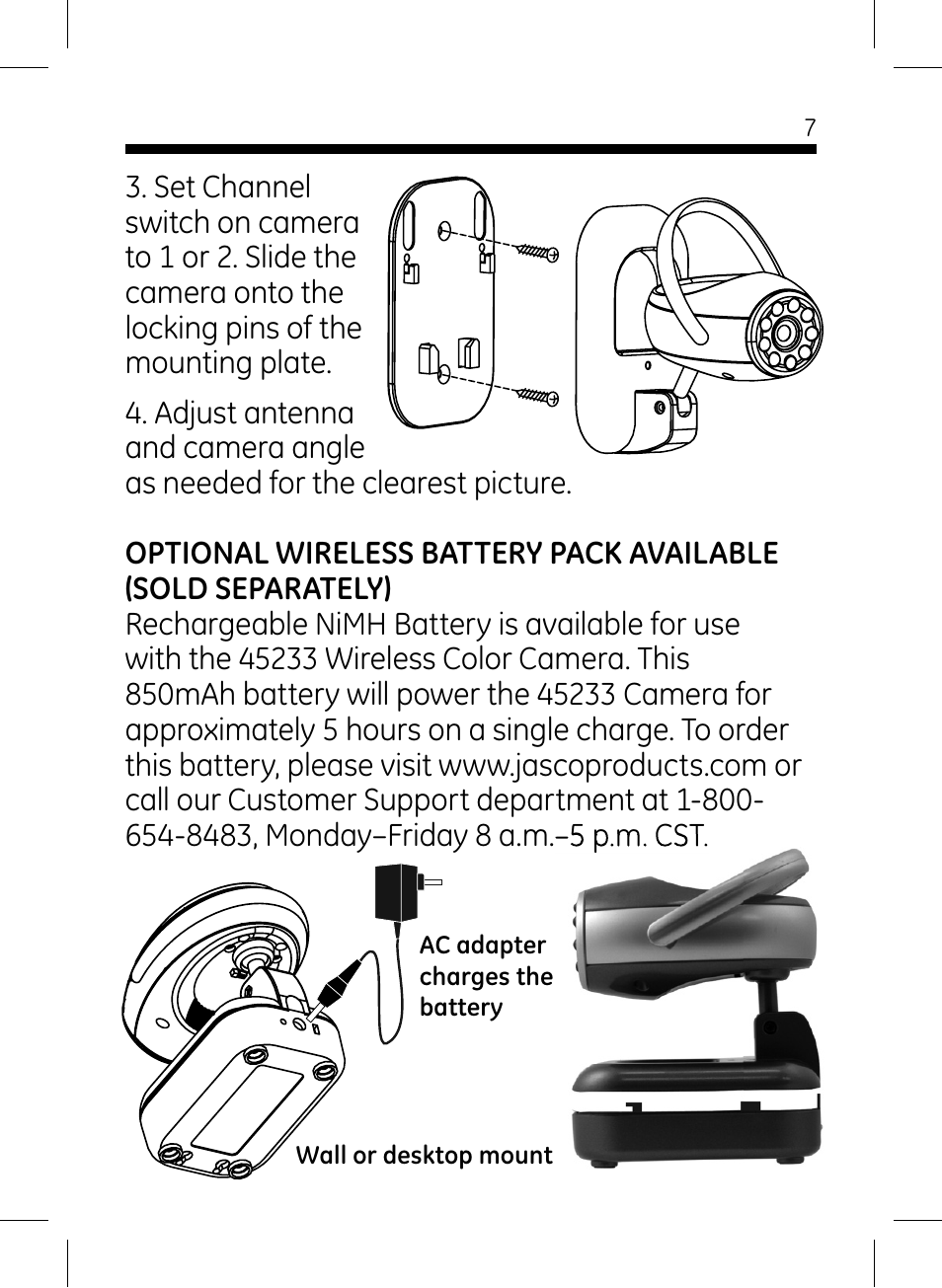 GE 45233 GE Home Monitoring Wireless Color Camera with Night Vision User Manual | Page 7 / 12